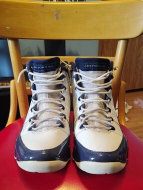 Jordan 9 White and Navy High-Top Sneakers Size 11